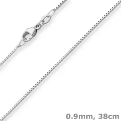 0,9mm Veneziakette Goldkette Collier Halskette aus 750 Gold Weißgold 38cm