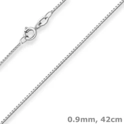0,9mm Veneziakette Goldkette Collier Halskette aus 375 Gold Weißgold 42cm