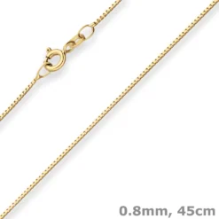 0,8mm Veneziakette Goldkette Collier Halskette aus 585 Gold Gelbgold 45cm