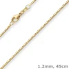 1,2mm Veneziakette Goldkette Collier Halskette aus 585 Gold Gelbgold 45cm