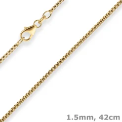 1,5mm Veneziakette rund Goldkette Collier Halskette aus 585 Gold Gelbgold 42cm