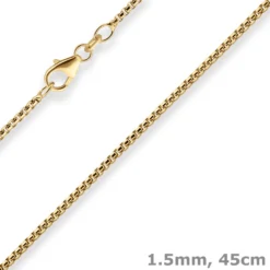1,5mm Veneziakette rund Goldkette Collier Halskette aus 585 Gold Gelbgold 45cm
