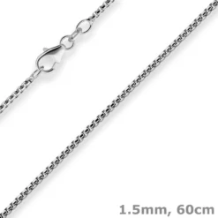 1,5mm Veneziakette rund Kette Collier Halskette aus 925 Silber rhodiniert 60cm