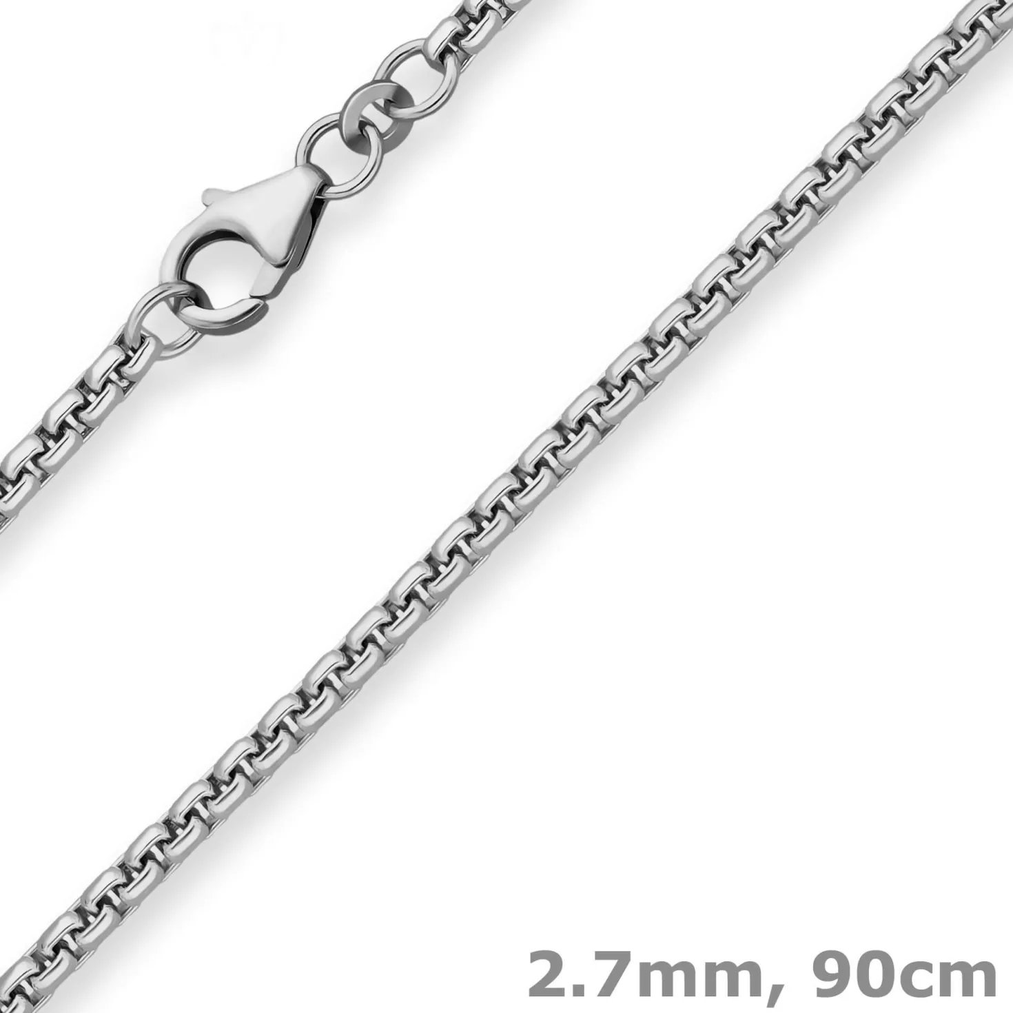 2,7mm Veneziakette rund Kette Collier Halskette aus 925 Silber rhodiniert 90cm