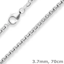 3,7mm Veneziakette rund Silberkette Collier Halskette aus 925 Silber 70cm