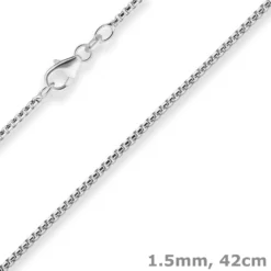 1,5mm Veneziakette rund Silberkette Collier Halskette aus 925 Silber 42cm