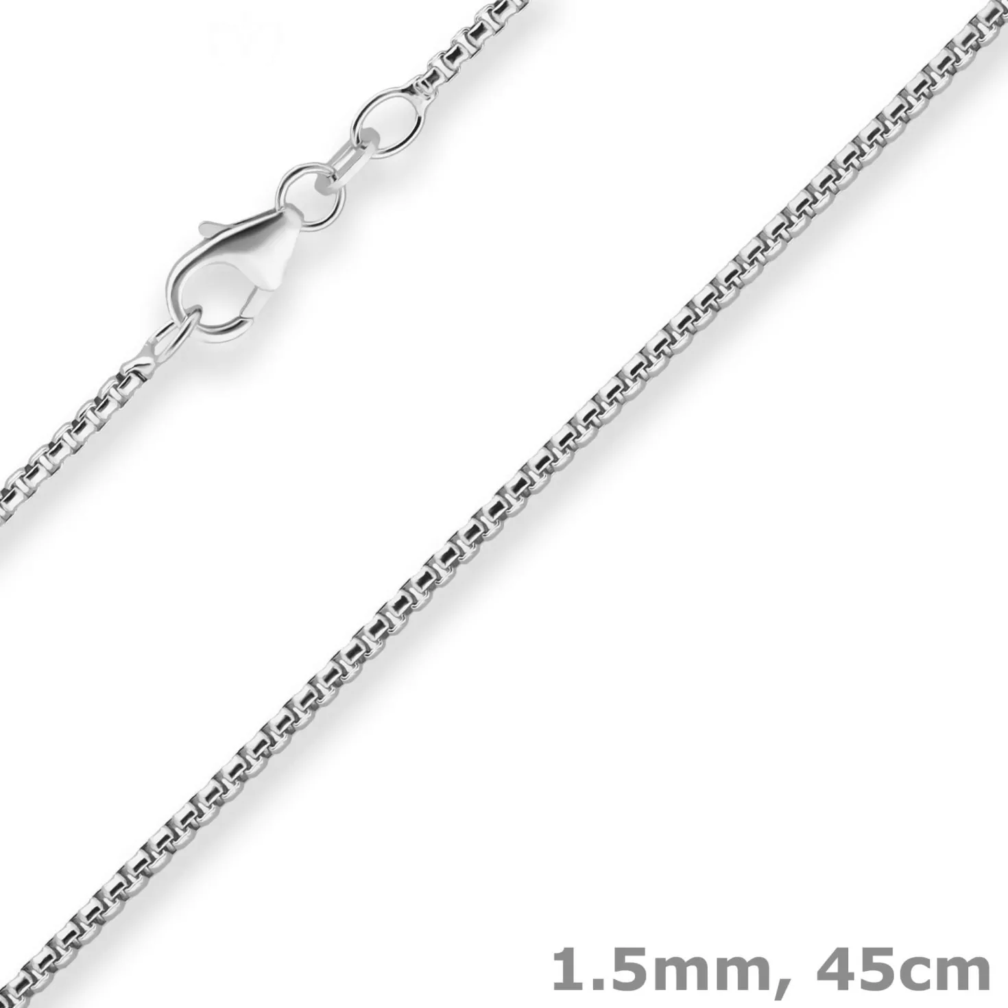 1,5mm Veneziakette rund Silberkette Collier Halskette aus 925 Silber 45cm