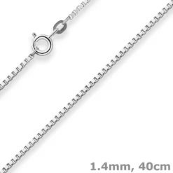 1,4mm Veneziakette Silberkette Collier Halskette aus 925 Silber rhodiniert 40cm
