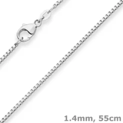 1,4mm Veneziakette Silberkette Collier Halskette aus 925 Silber rhodiniert 55cm