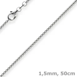 1,5mm Venezianerkette aus 750 Gold Weißgold Kette Collier Halskette rund 50cm