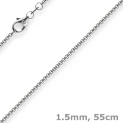 1,5mm Venezianerkette 750 Gold Weißgold Kette Collier Halskette rund 55cm