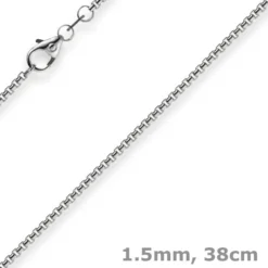 1,5mm Venezianerkette 750 Gold Weißgold Kette Collier Halskette rund 38cm