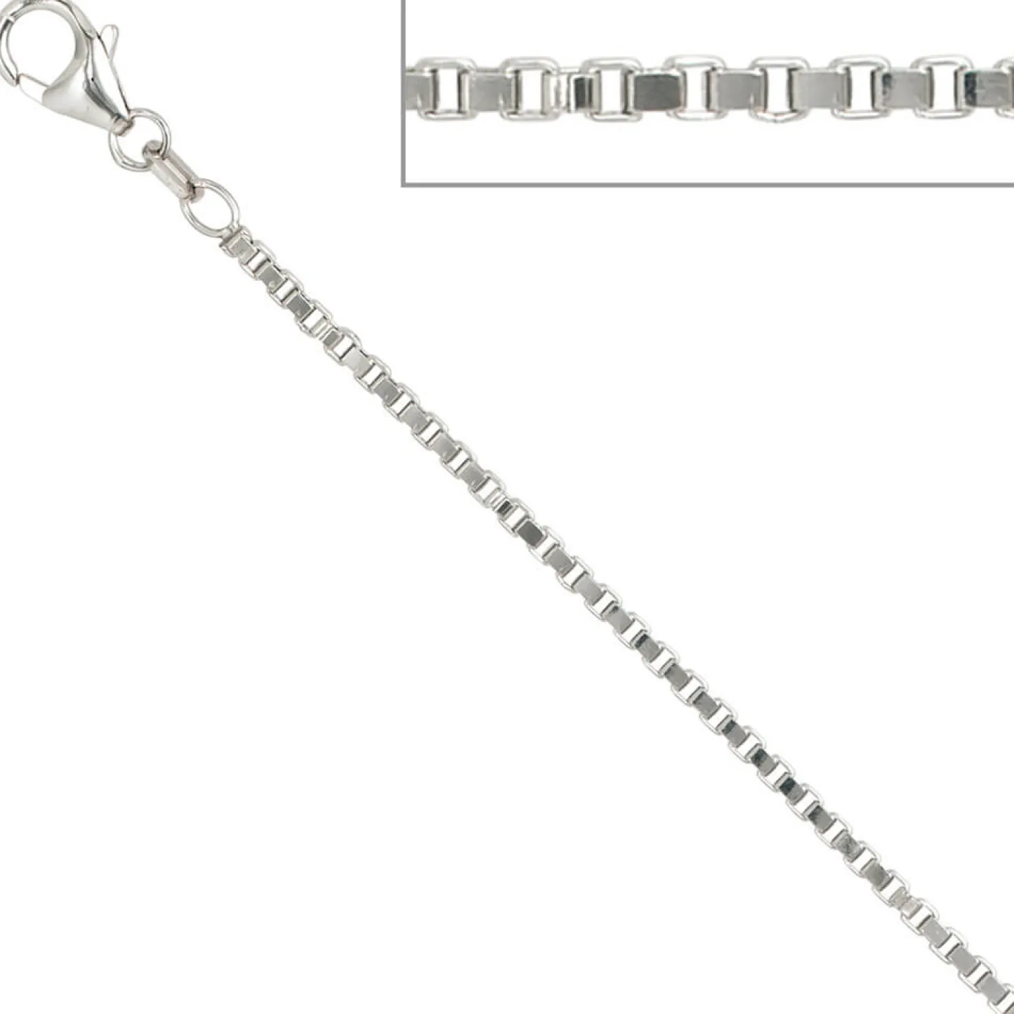 1,8mm Venezianerkette Kette Collier, 925 Silber, Silberkette, 80 cm