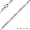 2mm Venezianerkette rund 585 Gold Weißgold Kette Collier Halskette 40cm Damen