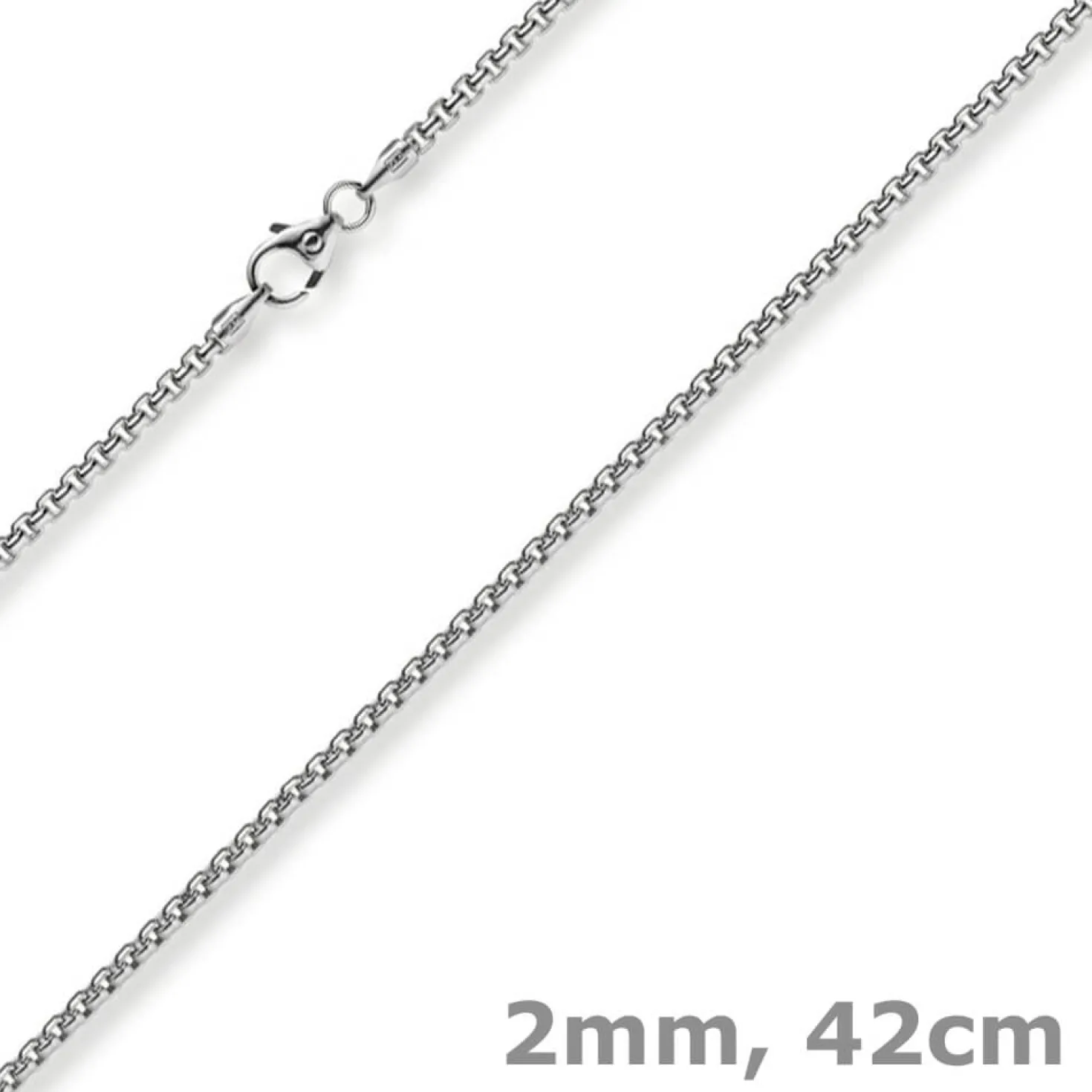 2mm Venezianerkette rund 750 Gold Weißgold Kette Collier Halskette 42cm Damen