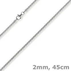 2mm Venezianerkette rund 750 Gold Weißgold Kette Collier Halskette 45cm Damen