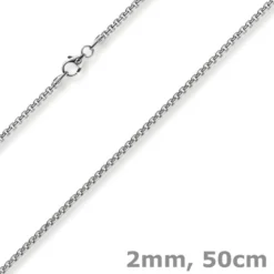 2mm Venezianerkette rund 750 Gold Weißgold Kette Collier Halskette 50cm Damen