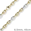 6,5mm Weit-Anker-Kette Collier 585 Gold Gelbgold Weißgold bicolor 45cm Halskette