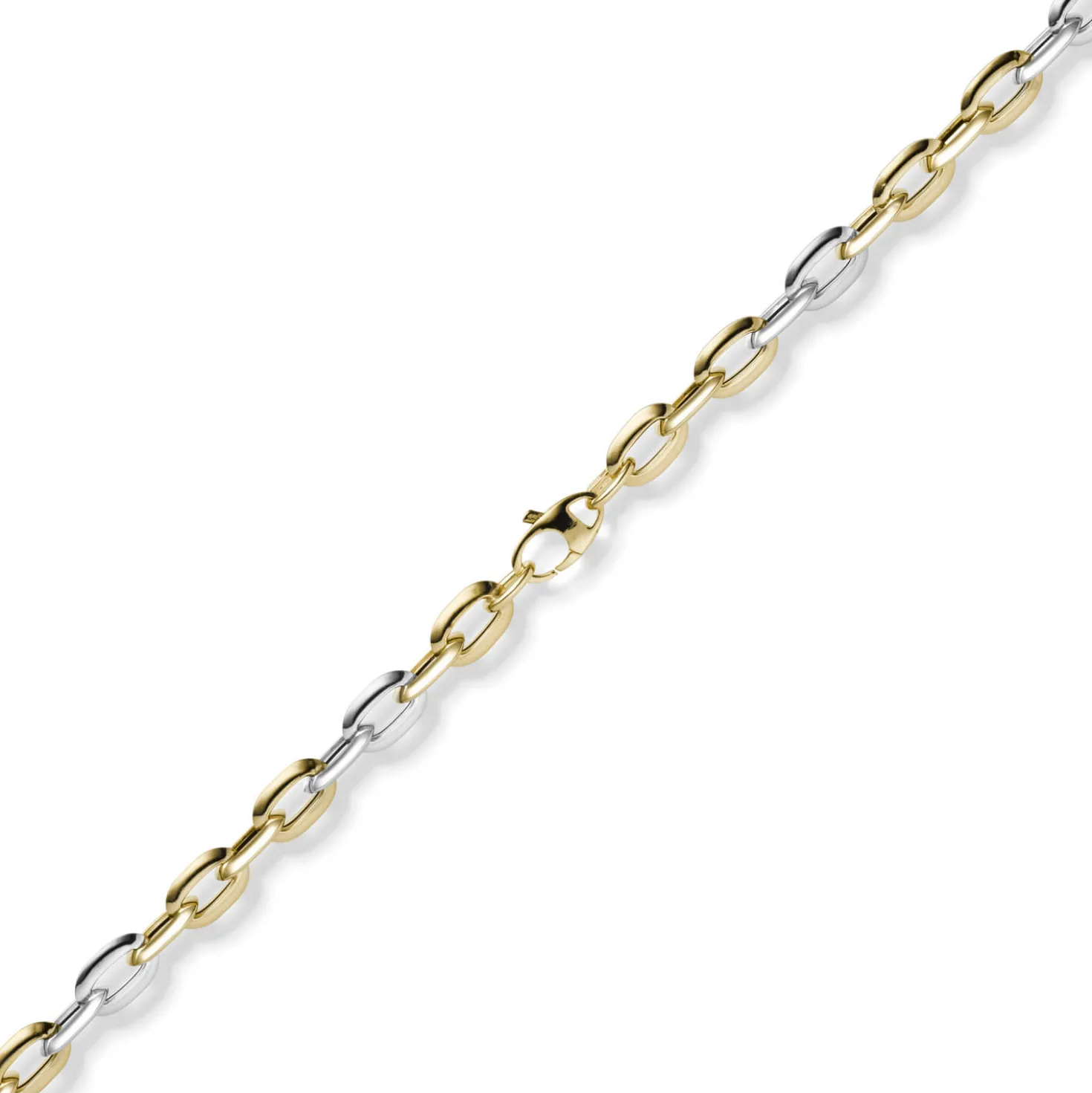 6,5mm Weit-Anker-Kette Collier 585 Gold Gelbgold Weißgold bicolor 45cm Halskette
