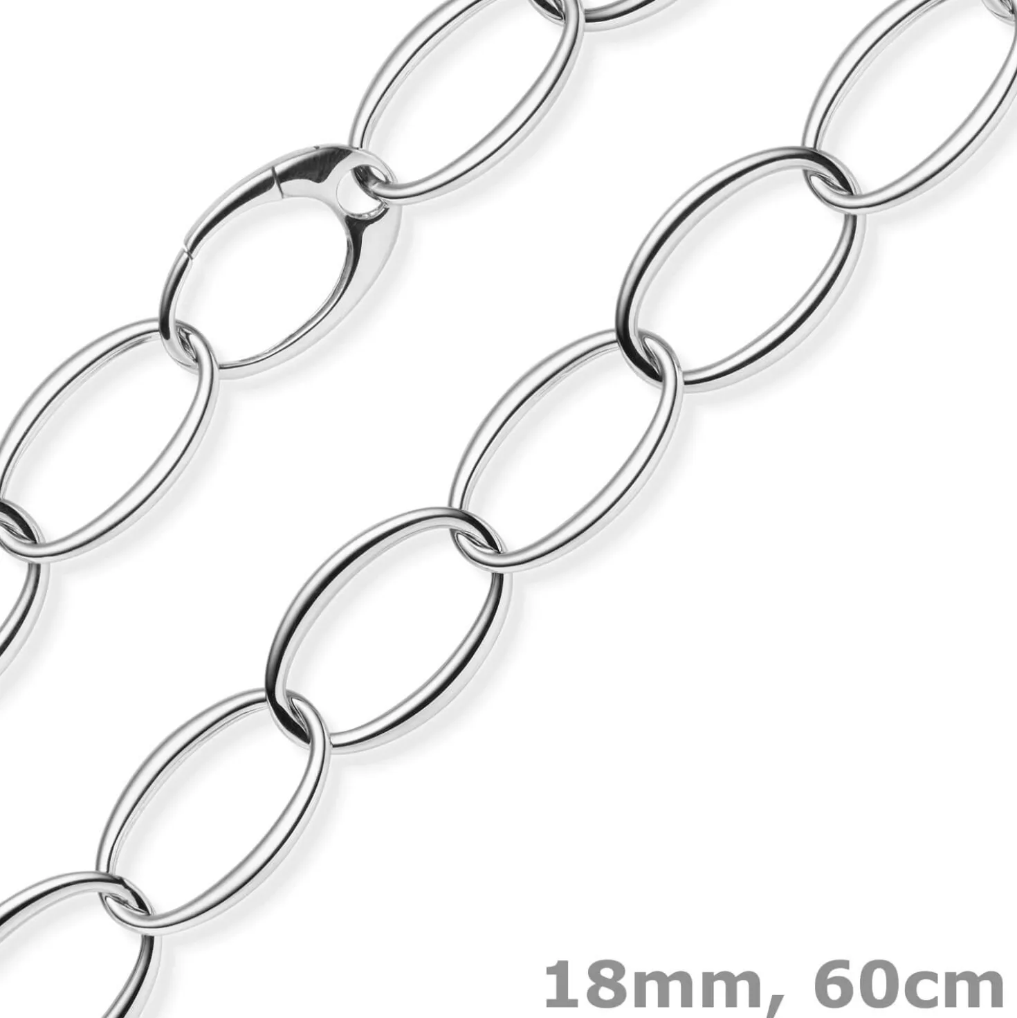 18mm Weit-Anker-Kette Phantasiekette Halsschmuck aus 585 Gold Weißgold oval 60cm
