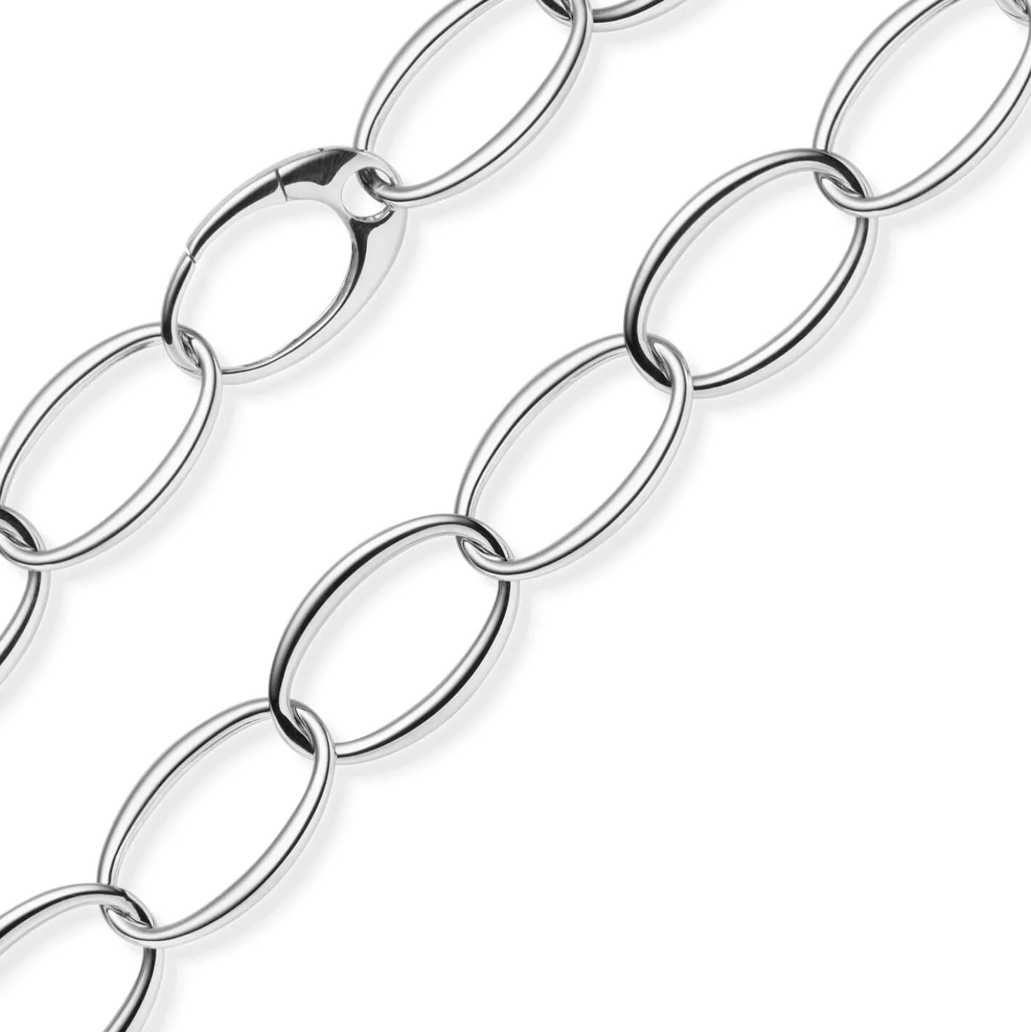 18mm Weit-Anker-Kette Phantasiekette Halsschmuck aus 585 Gold Weißgold oval 60cm