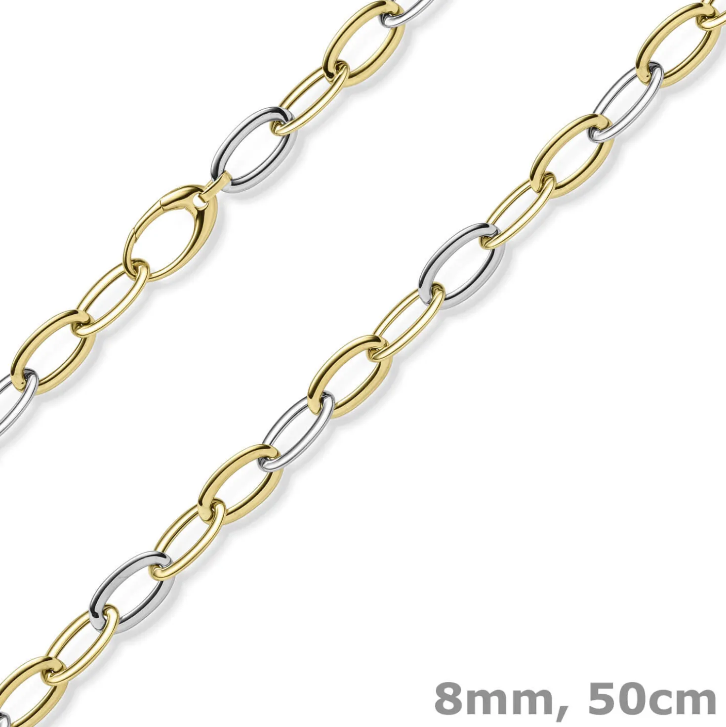 8mm Weit-Anker-Kette Phantasie Halskette Collier 585 Gold Gelbgold Weißgold 50cm