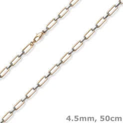 4,5mm Weit-Anker-Vierkant-Kette Halskette Collier 585 Weißgold & Rotgold 50cm