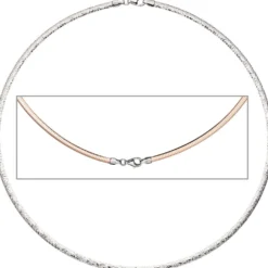 3mm Wende-Omegareif Halsreif Collier aus 925 Silber mit Muster rotvergoldet 45cm