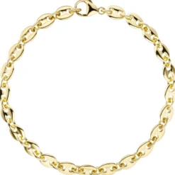 6mm x 4mm Armband Armkette Kaffeebohnen Armschmuck aus 585 Gold Gelbgold, 21cm