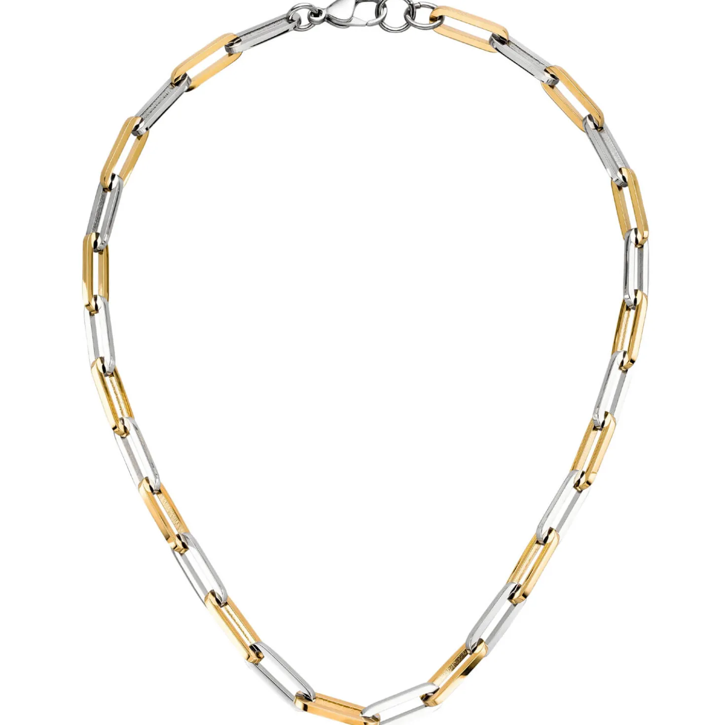 7mm Y-Kette Collier Anker weit vierkant Kette aus Edelstahl bicolor 47cm