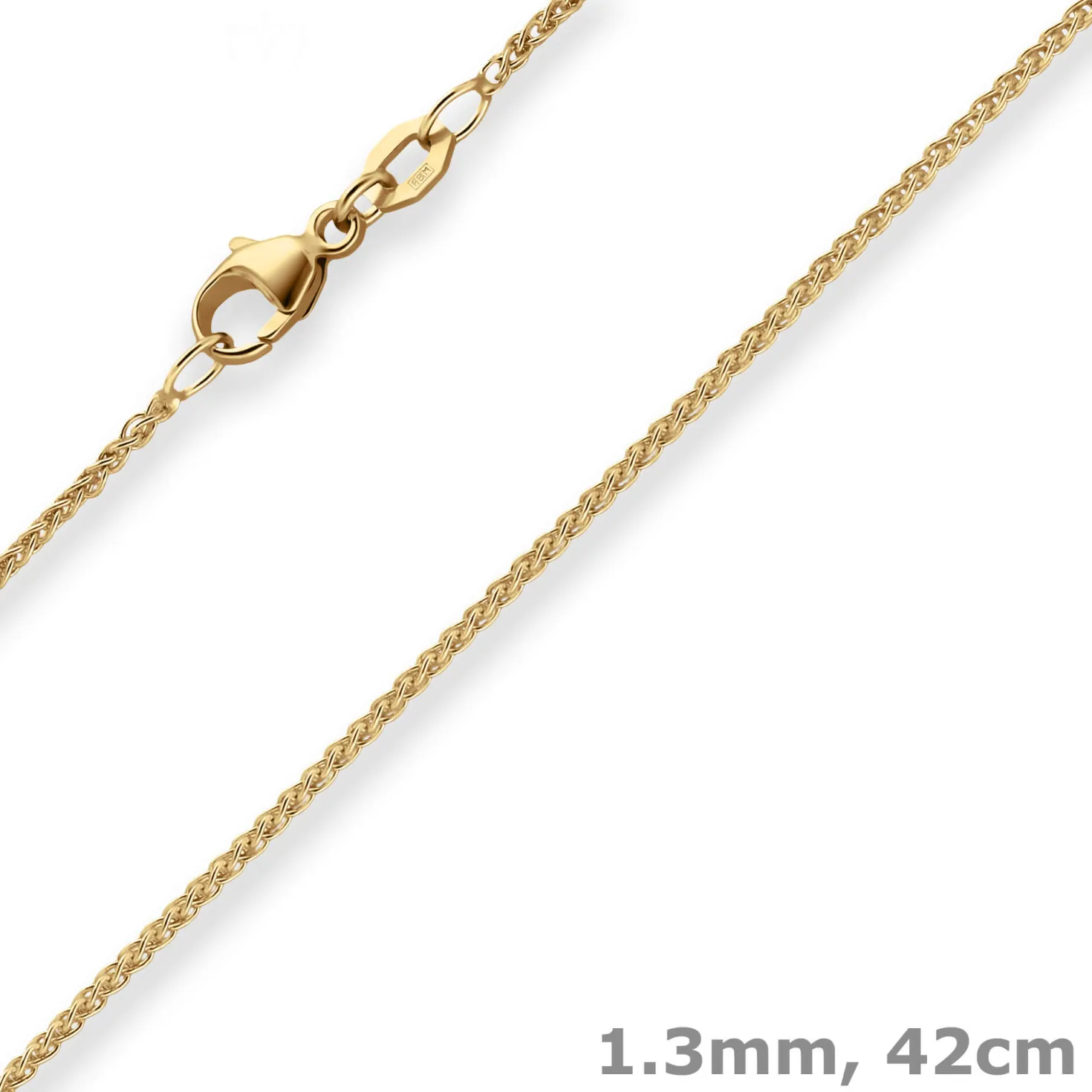 1,3mm Zopfkette Goldkette Collier Halskette aus 750 Gold Gelbgold 42cm