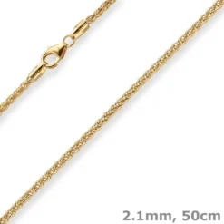 2,1mm Zopfkette Goldkette Collier Halskette aus 375 Gold Gelbgold 50cm