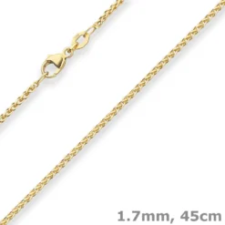 1,7mm Zopfkette Goldkette Collier Halskette aus 375 Gold Gelbgold 45cm