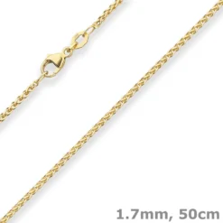 1,7mm Zopfkette Goldkette Collier Halskette aus 375 Gold Gelbgold 50cm