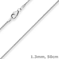 1,3mm Zopfkette Goldkette Collier Halskette aus 585 Gold Weißgold 50cm