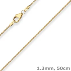 1,3mm Zopfkette Goldkette Collier Halskette aus 585 Gold Gelbgold 50cm