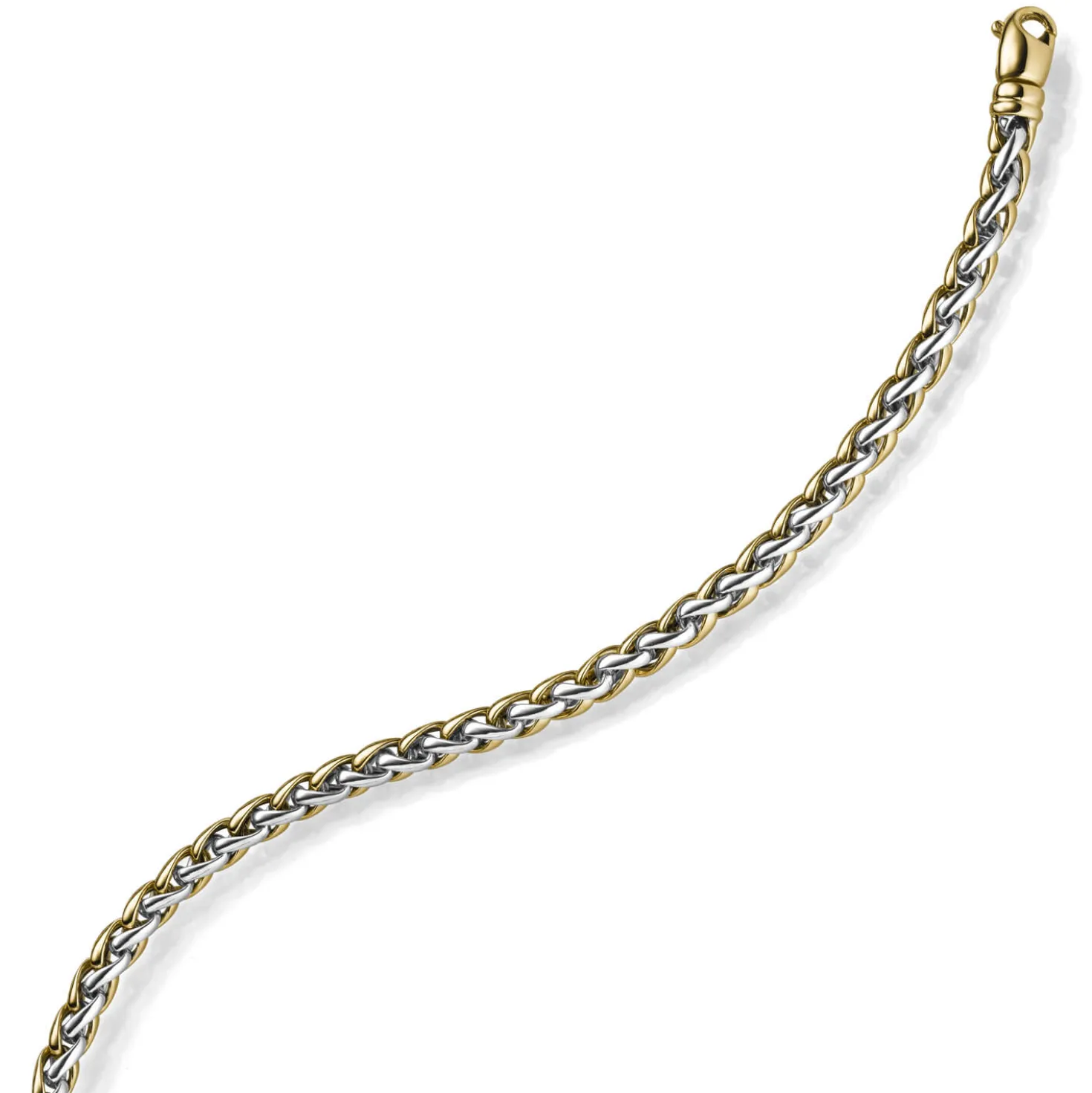 5,5mm Zopfkette Halskette Collier aus 585 Gold Gelbgold & Weißgold bicolor 45cm