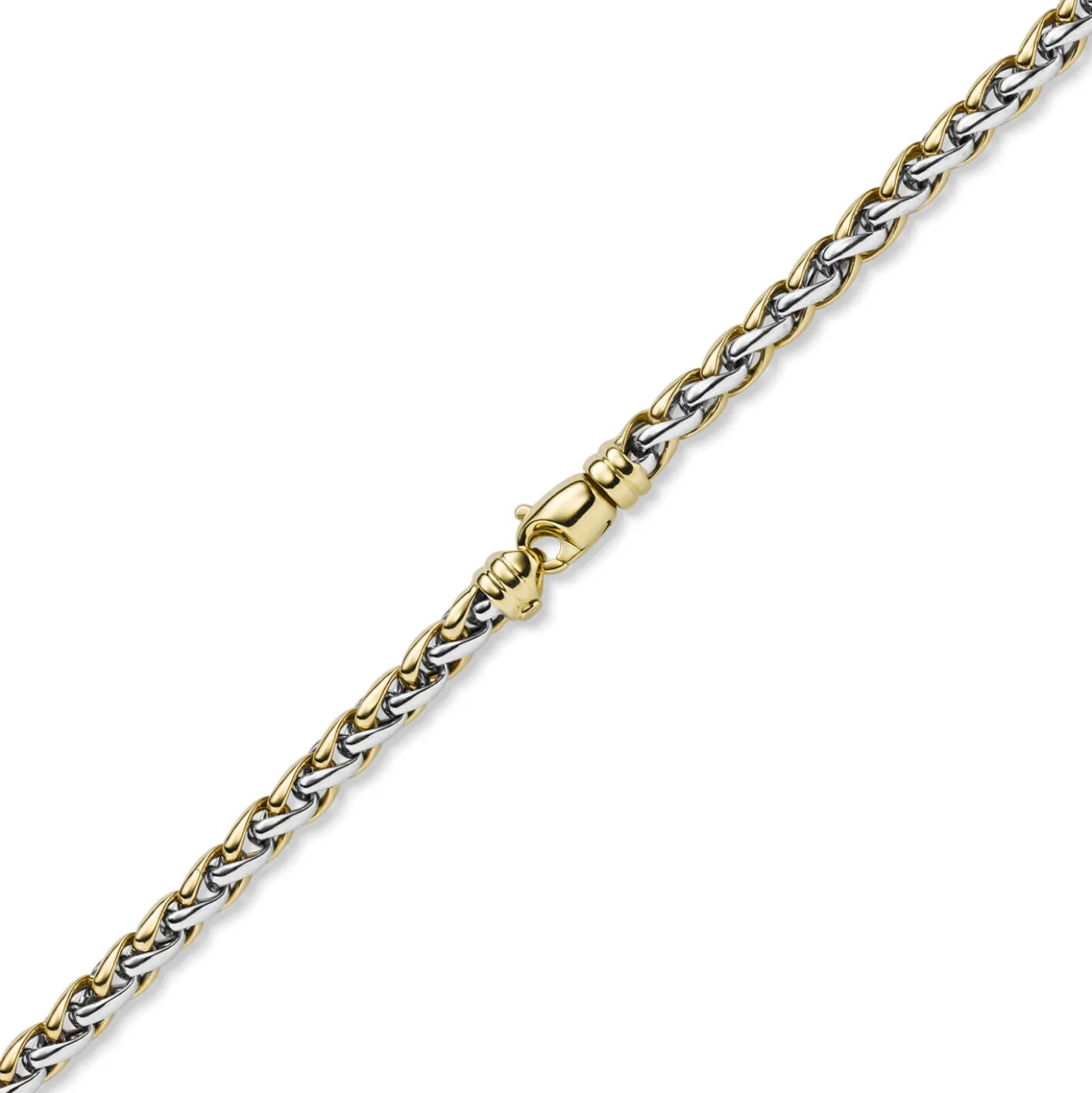 5,5mm Zopfkette Halskette Collier aus 585 Gold Gelbgold & Weißgold bicolor 50cm