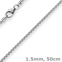1,5mm Zopfkette Kette Collier aus 585 Gold Weißgold, Goldkette, 50cm