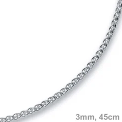 3mm Zopfkette Kette Collier aus 585 Gold Weißgold, Goldkette, 45cm