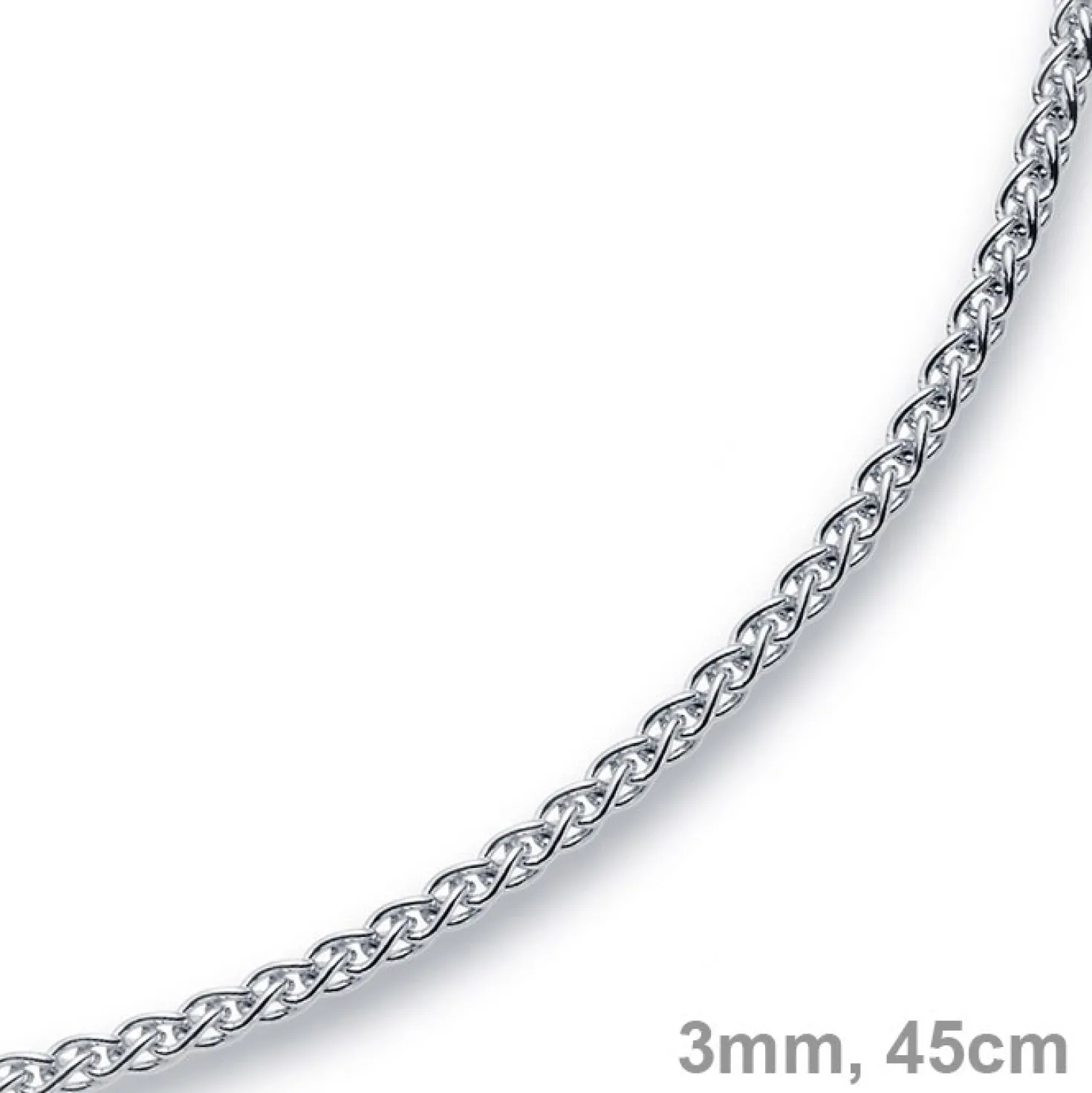 3mm Zopfkette Kette Collier aus 585 Gold Weißgold, Goldkette, 45cm