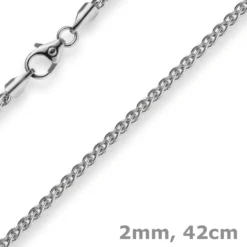 2mm Zopfkette Kette Collier aus 585 Gold Weißgold, Goldkette, 42cm