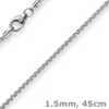 1,5mm Zopfkette Kette Collier aus 585 Gold Weißgold, Goldkette, 45cm