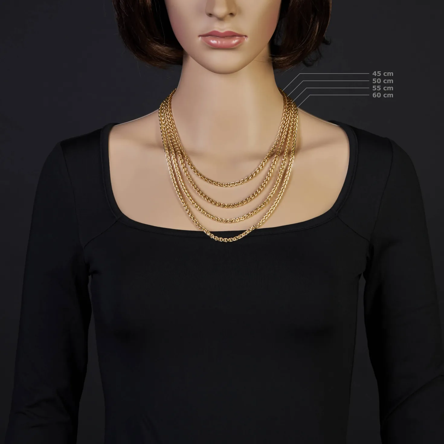 4mm Zopfkette Kette Collier aus 750 Gold Gelbgold Goldkette 50cm Unisex