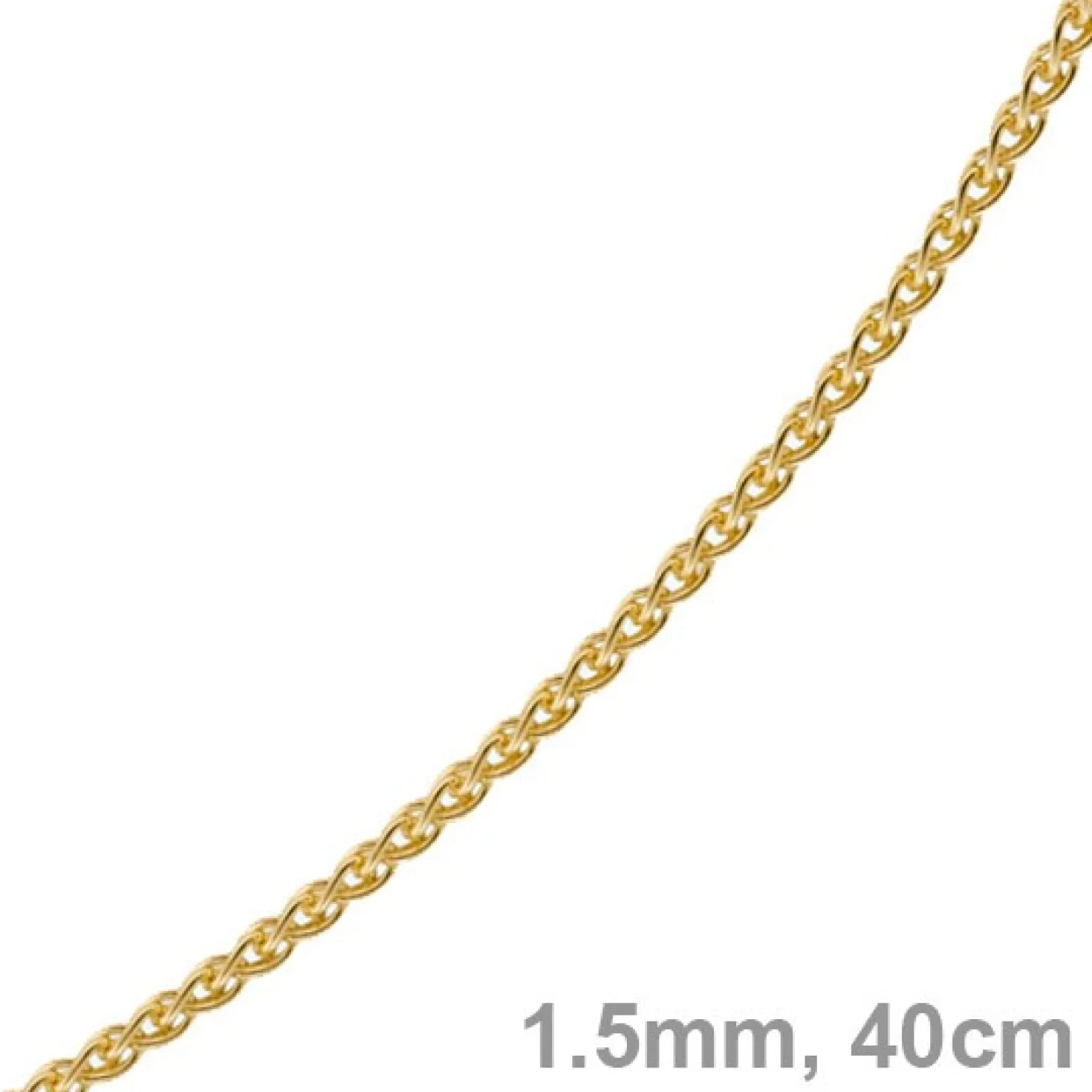1,5mm Zopfkette Kette Collier aus 585 Gold Gelbgold, Goldkette, 40cm