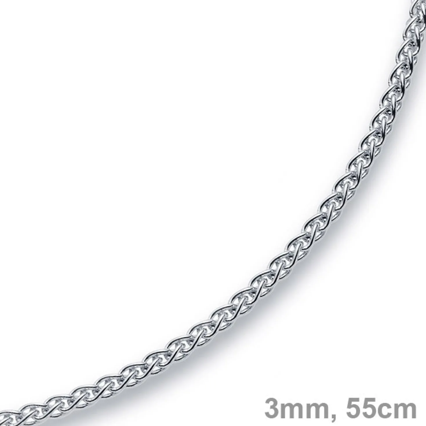 3mm Zopfkette Kette Collier aus 750 Gold Weißgold Goldkette 55cm Unisex