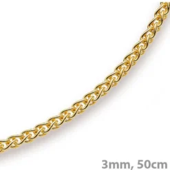 3mm Zopfkette Kette Collier aus 585 Gold Gelbgold, Goldkette, 50cm