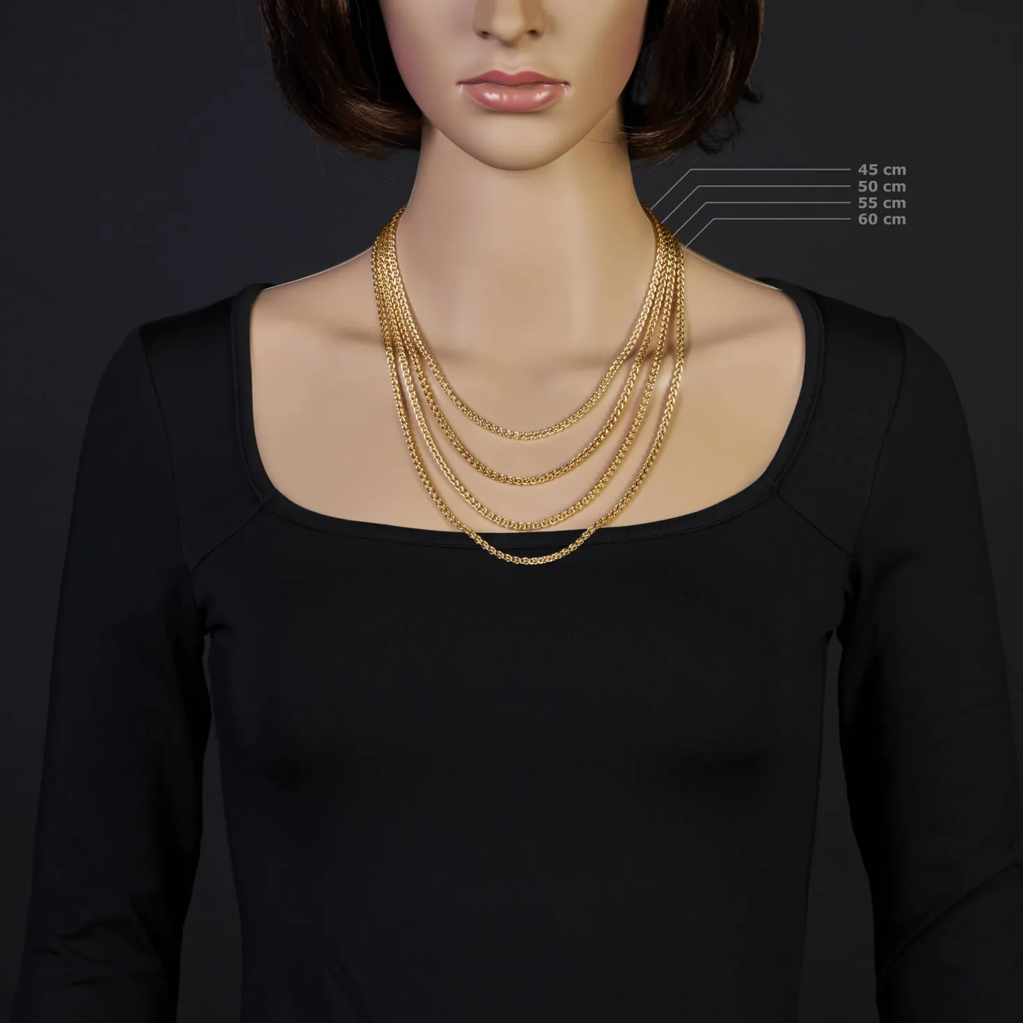 3mm Zopfkette Kette Collier aus 585 Gold Gelbgold, Goldkette, 60cm