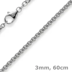 3mm Zopfkette Kette Collier aus 585 Gold Weißgold, Goldkette, 60cm