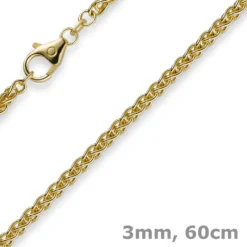 3mm Zopfkette Kette Collier aus 750 Gold Gelbgold Goldkette 60cm Unisex